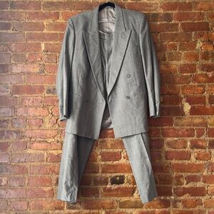 Vintage Yves Saint Laurent Double Breasted Gray Suit | 40R Jacket | 29x30 Pants